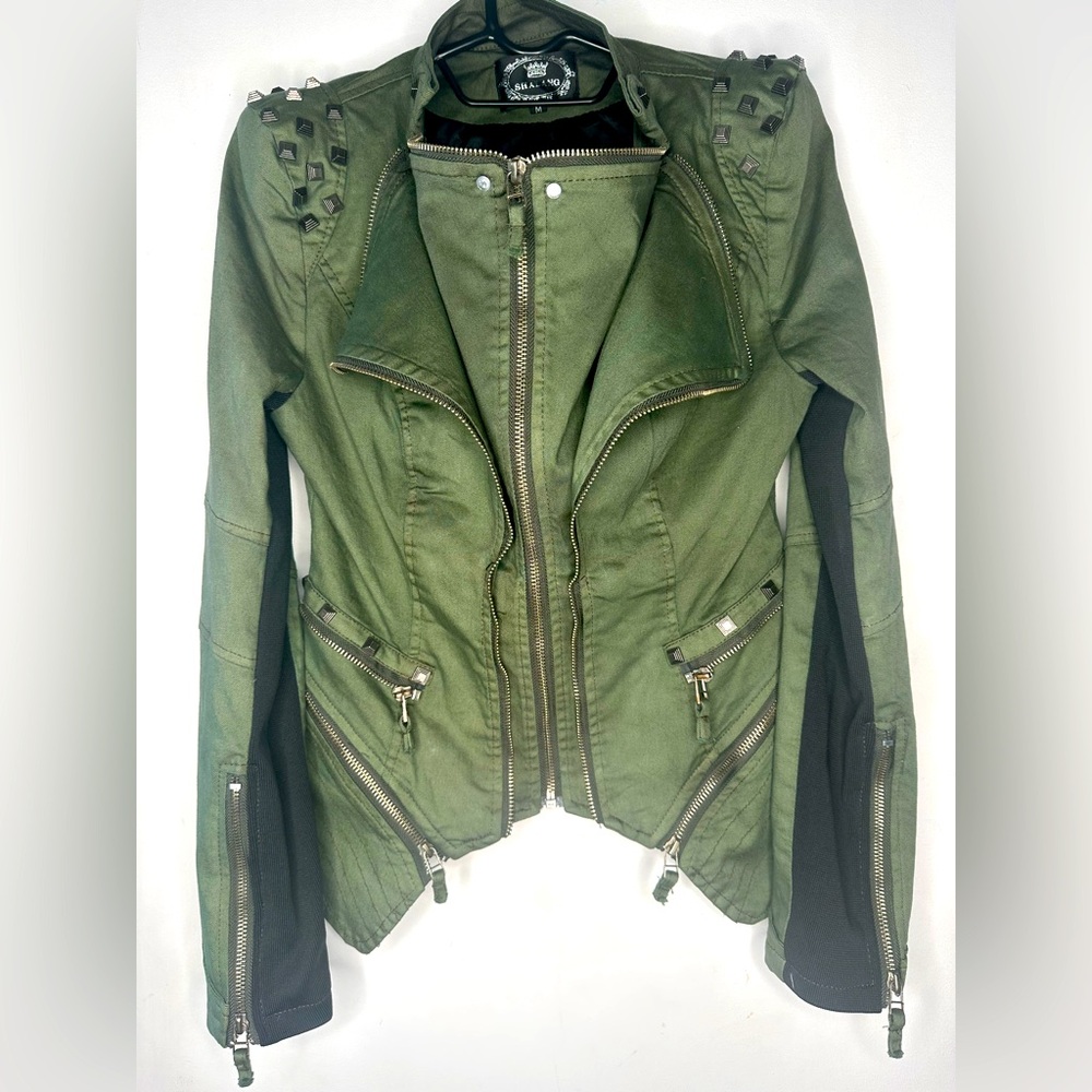 Women's Green Studded Jacket